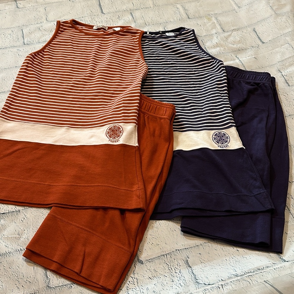 Tahari striped casual skirt set